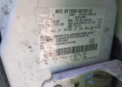 2014 Ford F-250 Xl from USA, damaged, VIN 1FT7W2B64EEA30185